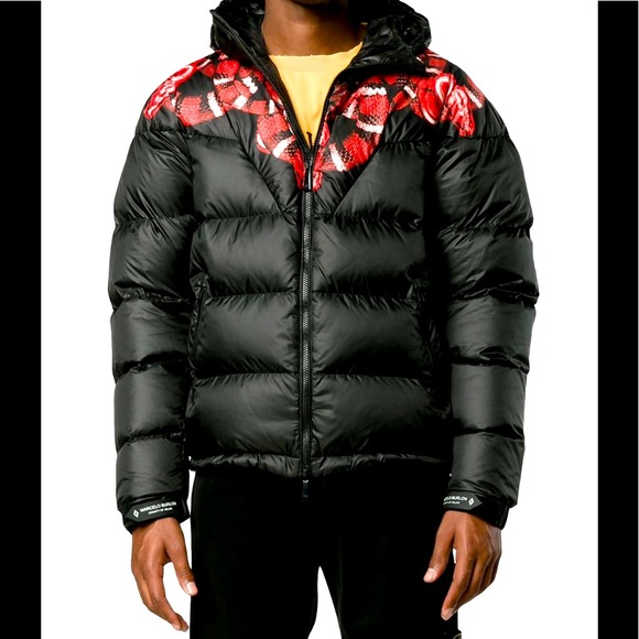 EUC Men’s Medium Marcelo Burlon County Of Milan Hooded Snake Print Down Jacket - Picture 1 of 16